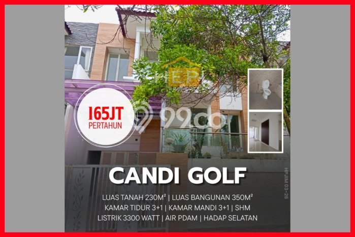 Rumah sewa siap huni 3 Kamar Tidur di Candi Golf, Semarang Rumah sewa siap huni 3 Kamar Tidur di Candi Golf, Semarang