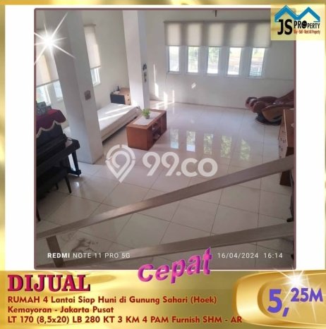 For Sale! Luxury House LT 170m2 Desain Elegan di Gunung Sahari For Sale! Luxury House LT 170m2 Desain Elegan di Gunung Sahari
