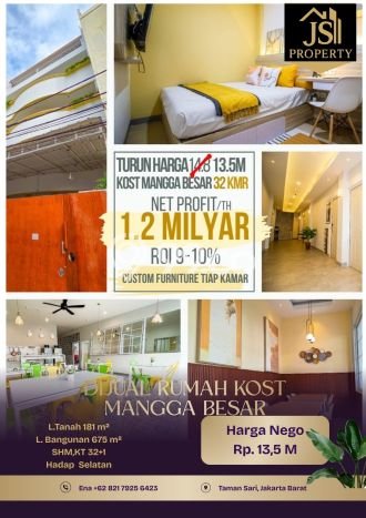 Dijual Rumah Kost di Mangga Besar, Jakarta Barat, 32 KT, 32 KM, Bangunan 675m2 Dijual Rumah Kost di Mangga Besar, Jakarta Barat, 32 KT, 32 KM, Bangunan 675m2