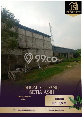 Gudang Dijual di Bekasi LT 752m2 & LB 745m2 Lokasi Terbaik! Gudang Dijual di Bekasi LT 752m2 & LB 745m2 Lokasi Terbaik!