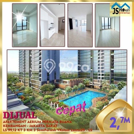Apartemen Eksklusif Kawasan Kembangan, 2 KT, Luas 99m2m² Apartemen Eksklusif Kawasan Kembangan, 2 KT, Luas 99m2m²