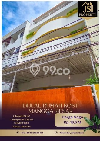 Dijual Rumah Kost di Mangga Besar, Jakarta Barat, 32 KT, 32 KM, Bangunan 675m2 Dijual Rumah Kost di Mangga Besar, Jakarta Barat, 32 KT, 32 KM, Bangunan 675m2