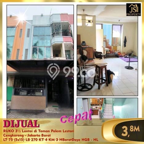 Ruko Area Premium Kawasan Cengkareng, Luas 270m2m², Jalan Strategis Ruko Area Premium Kawasan Cengkareng, Luas 270m2m², Jalan Strategis