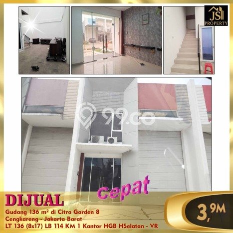 FOR SALE! Gudang di Cengkareng Jakarta Barat, LT 136m2, LB 114m2 FOR SALE! Gudang di Cengkareng Jakarta Barat, LT 136m2, LB 114m2