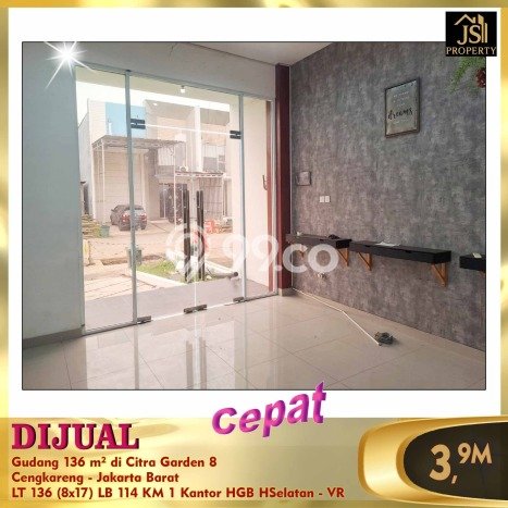 FOR SALE! Gudang di Cengkareng Jakarta Barat, LT 136m2, LB 114m2 FOR SALE! Gudang di Cengkareng Jakarta Barat, LT 136m2, LB 114m2