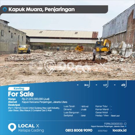 Tanah Dijual Lokasi Penjaringan, Jakarta Utara dengan Luas Tanah 1870m2 dan Status SHM Tanah Dijual Lokasi Penjaringan, Jakarta Utara dengan Luas Tanah 1870m2 dan Status SHM