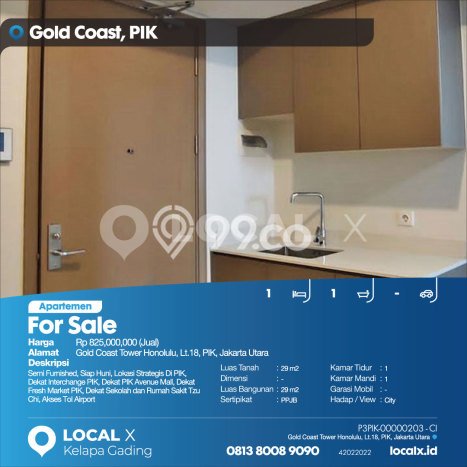 Apartemen Terawat Dijual di Jakarta Utara Spesifikasi 1 KT, 1 KM Apartemen Terawat Dijual di Jakarta Utara Spesifikasi 1 KT, 1 KM