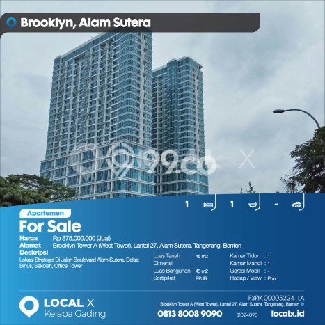 Dijual Apartemen di Tangerang 1 Kamar & 1 Kamar Mandi, Luas 45m2 Dijual Apartemen di Tangerang 1 Kamar & 1 Kamar Mandi, Luas 45m2