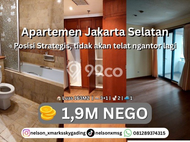 Apartemen Modern Dijual di Kebayoran Lama, Jakarta Selatan Punya 3 KT / 2 Kamar Mandi Apartemen Modern Dijual di Kebayoran Lama, Jakarta Selatan Punya 3 KT / 2 Kamar Mandi