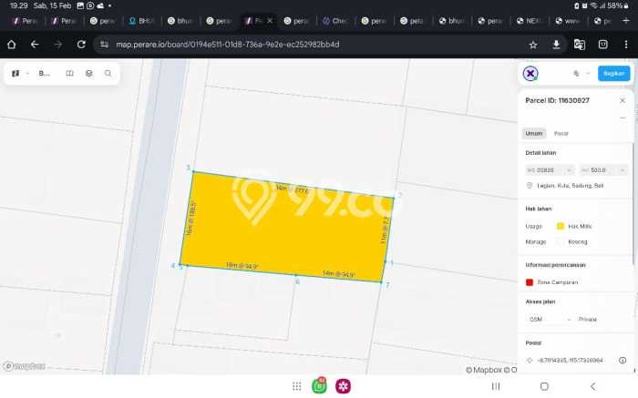 Kavling Tanah untuk Dijual di Legian, Badung, Luas 1000m2 Kavling Tanah untuk Dijual di Legian, Badung, Luas 1000m2