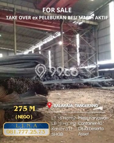 Pabrik Dijual di Balaraja Tangerang dengan LB 30000m2 Pabrik Dijual di Balaraja Tangerang dengan LB 30000m2