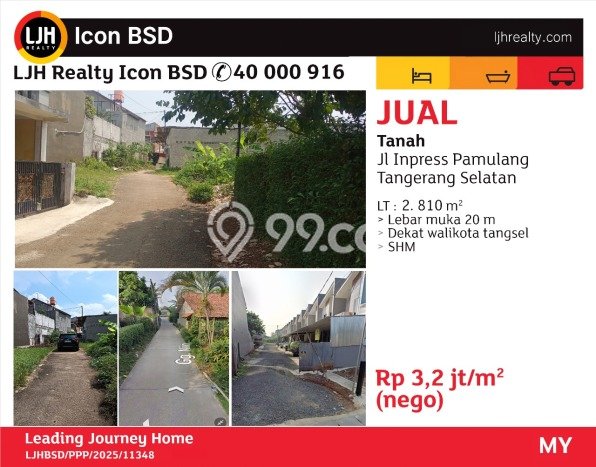 Untuk Dijual Tanah di Pamulang Tangerang Selatan Luas 2810m2 SHM Untuk Dijual Tanah di Pamulang Tangerang Selatan Luas 2810m2 SHM