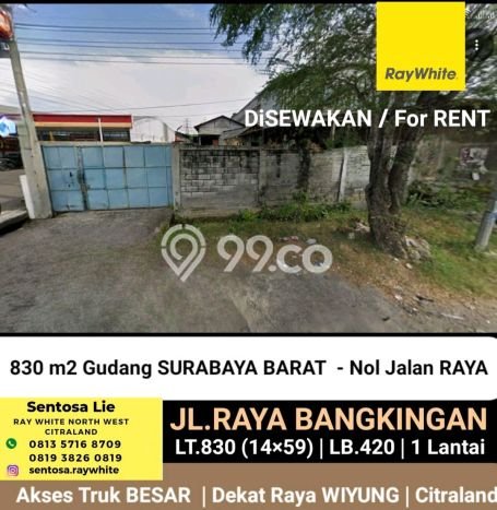 Gudang untuk disewa di Lakarsantri punya LT 830m2 & LB 420m2 harga sewa kompetitif Gudang untuk disewa di Lakarsantri punya LT 830m2 & LB 420m2 harga sewa kompetitif