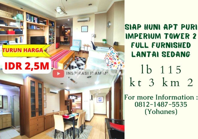 Dijual Apartemen di Jakarta Selatan 4 Kamar & 2 Kamar Mandi, Luas 115m2 Dijual Apartemen di Jakarta Selatan 4 Kamar & 2 Kamar Mandi, Luas 115m2