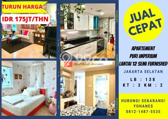 Apartemen Minimalis untuk Disewa, 3 Kamar di Jakarta Selatan Apartemen Minimalis untuk Disewa, 3 Kamar di Jakarta Selatan