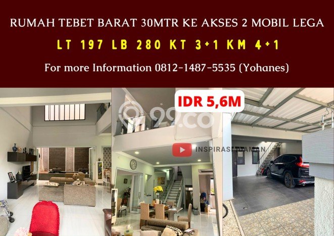 Hunian Eksklusif Dijual LT 197m2 di Tebet, Jakarta Selatan Hunian Eksklusif Dijual LT 197m2 di Tebet, Jakarta Selatan