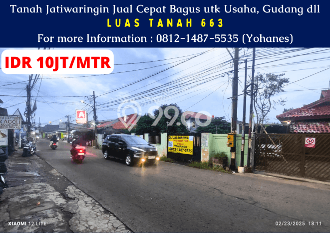 Dijual Tanah Kawasan Bisnis Kawasan Jatiwaringin, Luas 663m², Prospek Bagus Dijual Tanah Kawasan Bisnis Kawasan Jatiwaringin, Luas 663m², Prospek Bagus