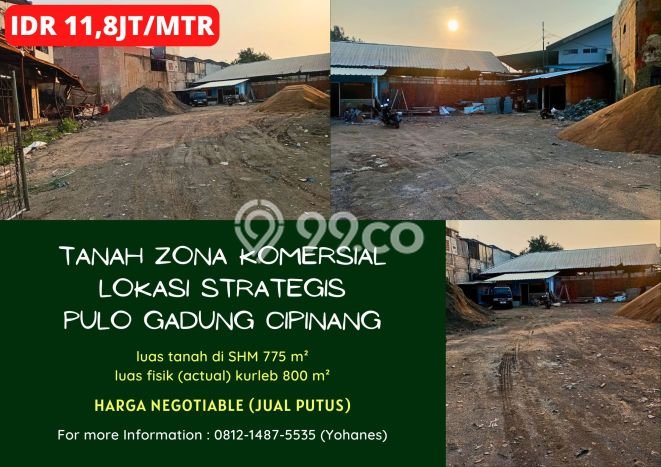 Kavling Tanah untuk Dijual di Cipinang, Jakarta Timur, Luas 775m2 Kavling Tanah untuk Dijual di Cipinang, Jakarta Timur, Luas 775m2