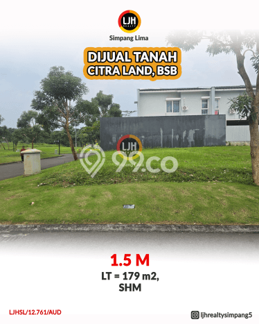 Untuk Dijual Tanah 179m2 di BSB City, Semarang Untuk Dijual Tanah 179m2 di BSB City, Semarang