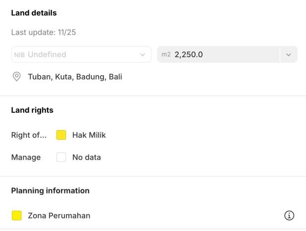Untuk Dijual Tanah di Badung, Luas 2250m2 SHM Untuk Dijual Tanah di Badung, Luas 2250m2 SHM