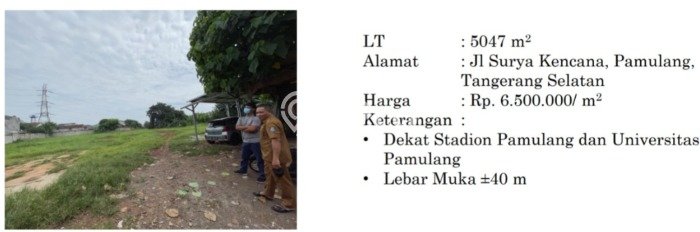 Tanah Bisnis Kawasan Pamulang, Luas 5047m2m², Akses Mudah Tanah Bisnis Kawasan Pamulang, Luas 5047m2m², Akses Mudah