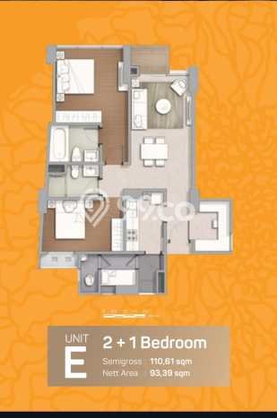 Apartemen Premium di , 2 KT, Luas 110m2m² Apartemen Premium di , 2 KT, Luas 110m2m²