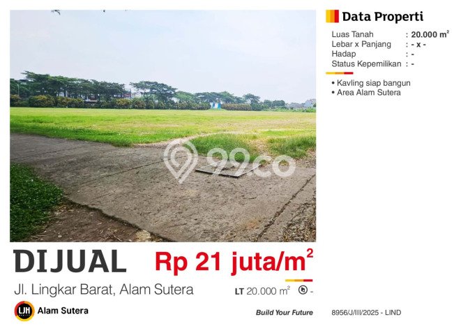 Dijual Tanah Lokasi Alam Sutera, Tangerang Seluas 20000m2 Dijual Tanah Lokasi Alam Sutera, Tangerang Seluas 20000m2