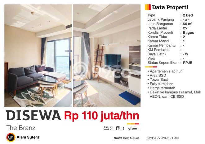 Sewa Apartemen Harga Terjangkau di BSD 2 KT Sewa Apartemen Harga Terjangkau di BSD 2 KT