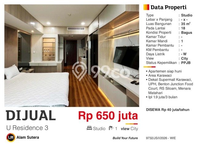 Apartemen Favorit Modern Dijual di Tangerang dengan 1 Kamar Tidur Apartemen Favorit Modern Dijual di Tangerang dengan 1 Kamar Tidur