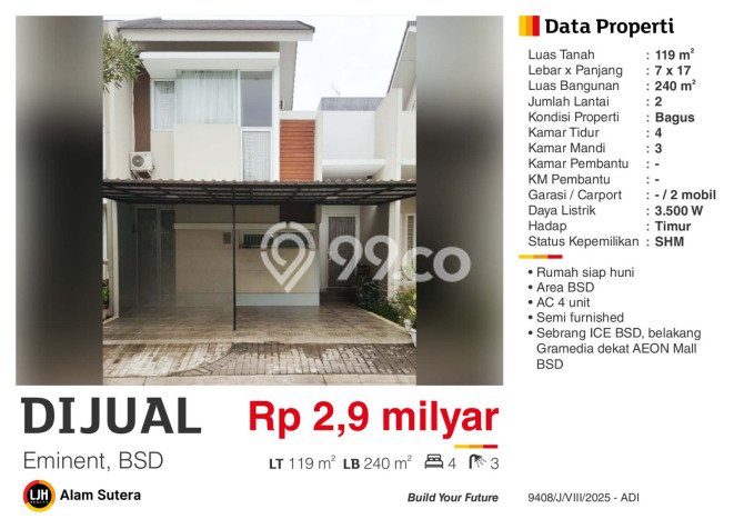 Rumah Elit Modern Siap Huni di BSD Eminent Tangerang Rumah Elit Modern Siap Huni di BSD Eminent Tangerang