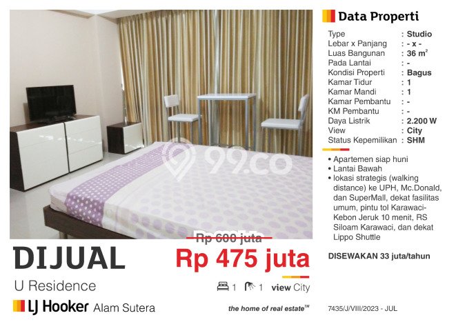 Hunian Apartemen Budget Friendly di Tangerang dengan 1 Kamar Tidur, 1 Kamar Mandi Hunian Apartemen Budget Friendly di Tangerang dengan 1 Kamar Tidur, 1 Kamar Mandi