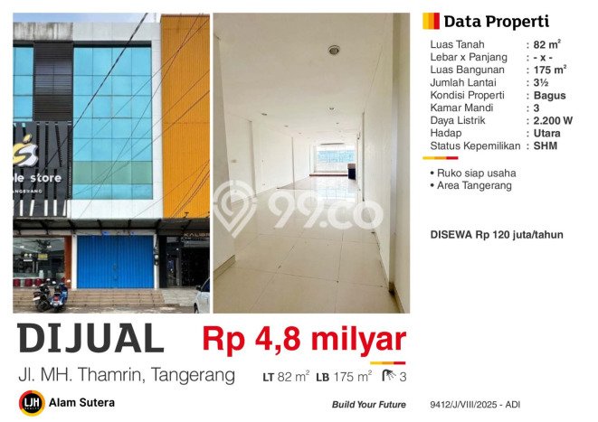 Untuk Dijual Ruko di Serpong Utara Tangerang Selatan LT 82m2 / LB 175m2 Untuk Dijual Ruko di Serpong Utara Tangerang Selatan LT 82m2 / LB 175m2