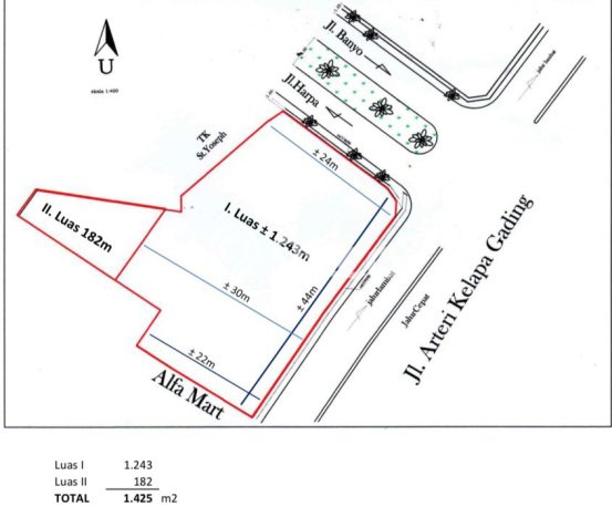 Lahan Dijual Lokasi Kelapa Gading, Jakarta Utara dengan Luas Tanah 1243m2 dan Status - Lahan Dijual Lokasi Kelapa Gading, Jakarta Utara dengan Luas Tanah 1243m2 dan Status -
