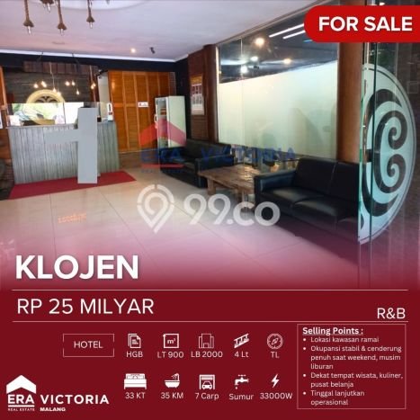 LOKASI STRATEGIS! Hotel di Klojen, Luas 2000m2m², Kawasan Komersial LOKASI STRATEGIS! Hotel di Klojen, Luas 2000m2m², Kawasan Komersial