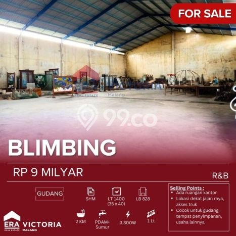 Gudang Dijual di Blimbing Malang dengan Luas Bangunan 828m2 Gudang Dijual di Blimbing Malang dengan Luas Bangunan 828m2