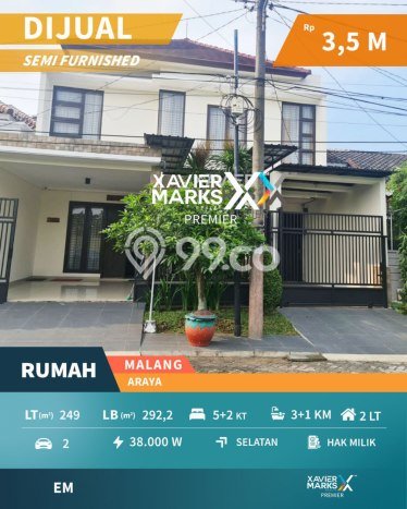 Rumah Elit LB 192m2 Siap Pakai Desain Elegan di Araya, Malang Rumah Elit LB 192m2 Siap Pakai Desain Elegan di Araya, Malang