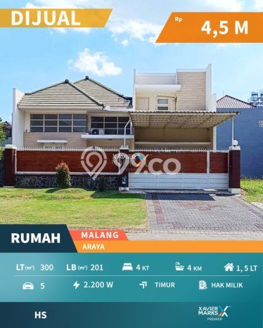 Rumah Mewah LB 300m2 Siap Pakai Desain Elegan di Araya, Malang Rumah Mewah LB 300m2 Siap Pakai Desain Elegan di Araya, Malang