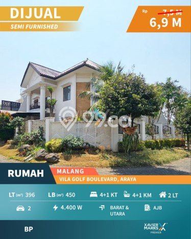 For Sale! Luxury House LT 396m2 Desain Modern di Araya For Sale! Luxury House LT 396m2 Desain Modern di Araya