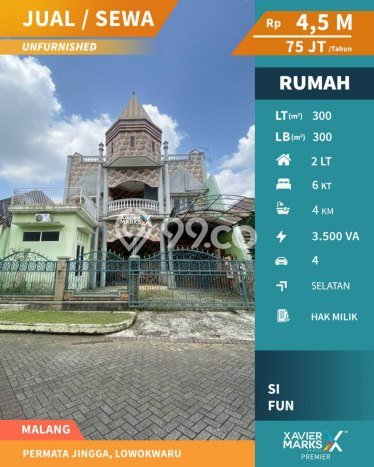 Disewakan! Rumah 6 Kamar Tidur &
4 Kamar Mandi di Soekarno Hatta, Malang Disewakan! Rumah 6 Kamar Tidur &
4 Kamar Mandi di Soekarno Hatta, Malang