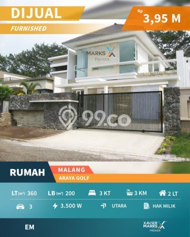 For Sale! Premium House LT 360m2 Desain Elegan di Araya For Sale! Premium House LT 360m2 Desain Elegan di Araya