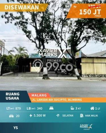 Untuk Disewa Komersial di Blimbing Malang LT 879m2, LB 340m2 Untuk Disewa Komersial di Blimbing Malang LT 879m2, LB 340m2