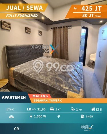 Siap Huni Apartemen 0 KT 1 KM di Tlogomas Luas 21m2 Siap Huni Apartemen 0 KT 1 KM di Tlogomas Luas 21m2