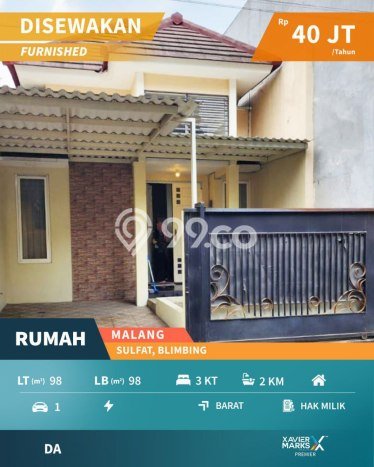 Disewakan! Rumah 3 Kamar Tidur &
2 Kamar Mandi di Sulfat, Malang Disewakan! Rumah 3 Kamar Tidur &
2 Kamar Mandi di Sulfat, Malang
