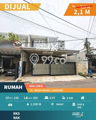 Rumah Strategis Minimalis Lb 300m2 di Klojen, Malang Rumah Strategis Minimalis Lb 300m2 di Klojen, Malang
