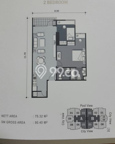 Apartemen Strategis 90m2 di Surabaya Kota Surabaya 2 KT Apartemen Strategis 90m2 di Surabaya Kota Surabaya 2 KT