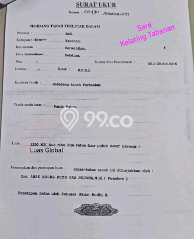 Tanah Kavling Dijual di Kelating, Tabanan dengan Luas Tanah 500m2 Tanah Kavling Dijual di Kelating, Tabanan dengan Luas Tanah 500m2