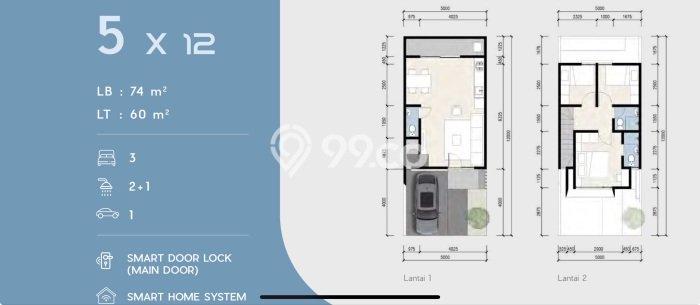 Hunian Cantik Modern Lb 74m2 di BSD, Tangerang Selatan Hunian Cantik Modern Lb 74m2 di BSD, Tangerang Selatan