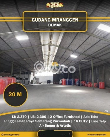 Unit Gudang Dijual di Mranggen Demak Luas Tanah 2370m2, Luas Bangunan 2300m2 Unit Gudang Dijual di Mranggen Demak Luas Tanah 2370m2, Luas Bangunan 2300m2