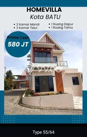 Rumah Strategis Modern Lb 55m2 di Batu, Batu Rumah Strategis Modern Lb 55m2 di Batu, Batu