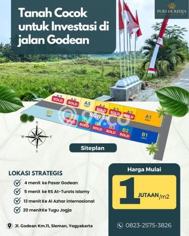 Tanah Dijual Lokasi Godean, Sleman dengan Luas Tanah 125m2 dan Status SHM Tanah Dijual Lokasi Godean, Sleman dengan Luas Tanah 125m2 dan Status SHM